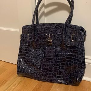 NY&CO. Faux Croc blue patent handbag